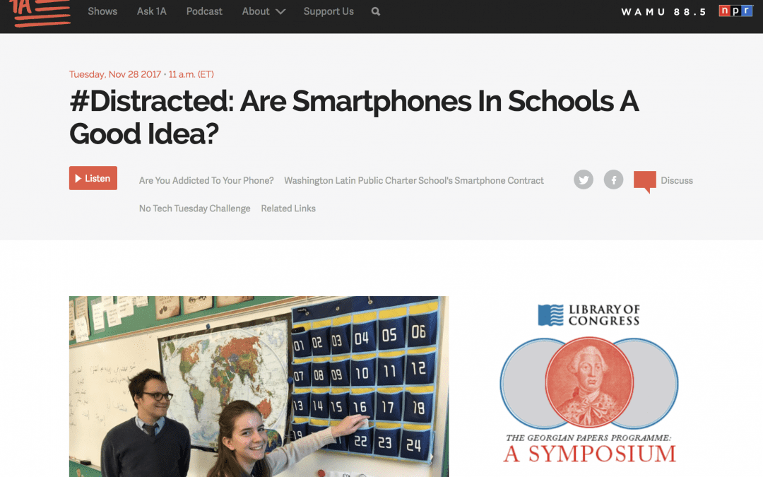 NPR Features Principal Smith and 9th Grader Lydia Moore on Smartphones in Schools