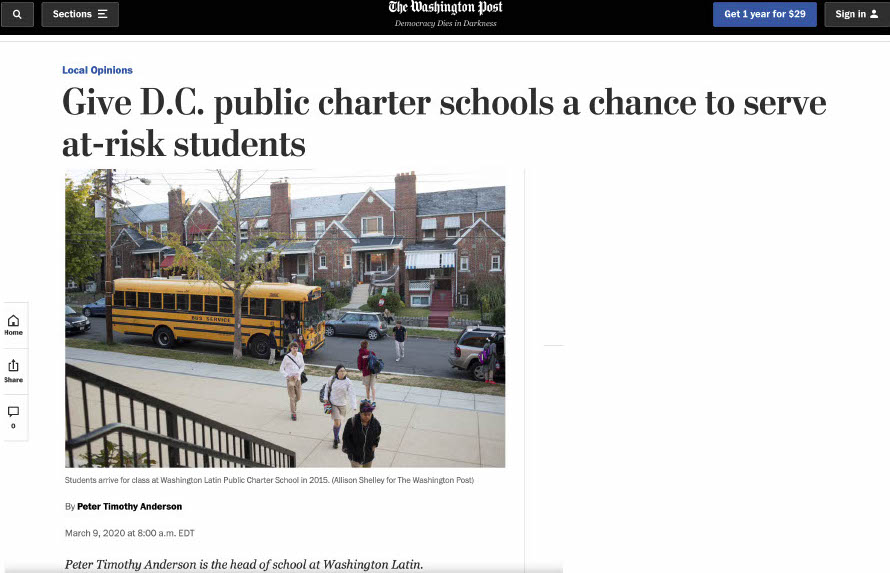 Washington Post Local Opinions: Give D.C. public charter schools a chance to serve at-risk students